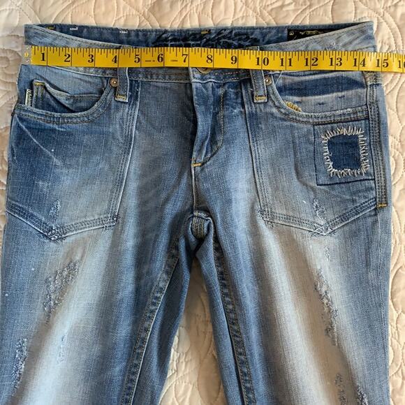 Re Rock Limited Edition for Express blue jeans low rise skinny distressed size 2 - Picture 9 of 10
